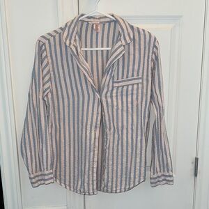 Victoria's Secret flannel Blue and Pink Striped Pajama Top